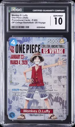 2026 ONE PIECE COLLEGE BASKETBALL: US VOYAGE MONKEY D. LUFFY CGC 10 GEM MINT - Image 1