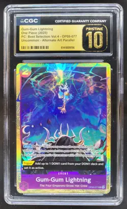 2025 ONE PIECE GUM-GUM LIGHTNING ALT ART OP09-077 CGC 10 PRISTINE E PT - Image 1