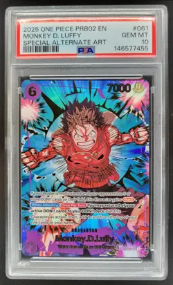 2025 ONE PIECE MONKEY D. LUFFY SPECIAL ALT ART EB02-061 PSA 10 JP2 - Image 1