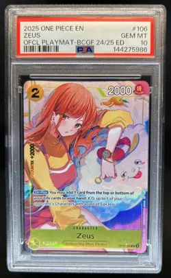 2024-25 One Piece BCG Fest Zeus Promo #OP11-106 PSA 10 GEM MINT - Image 1