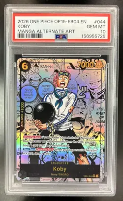 2026 One Piece Adventure on Kami's Island Koby Manga Art Alt #EB04-044 PSA 10 - Image 1