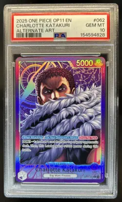 2025 One Piece Charlotte Katakuri Leader Alt Art Alternative #OP11-062 PSA 10 - Image 1