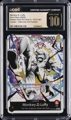 2025 ONE PIECE GEAR 5 LEADER ALT ART PARALLEL MONKEY D. LUFFY CGC 10 PRISTINE - Image 1