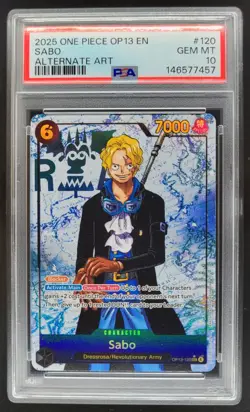 2025 ONE PIECE SABO ALTERNATE ART OP13-120 PSA 10 JP2 - Image 1