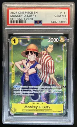 2025 One Piece EN Monkey D. Luffy Sail Event #111 PSA 10 GEM MINT Gem Mint - Image 1