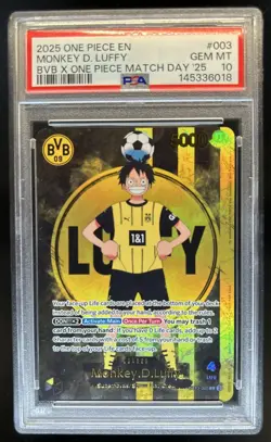 2025 One Piece X BVB Match Day Promo Monkey D Luffy #ST13-003 PSA 10 GEM MINT - Image 1