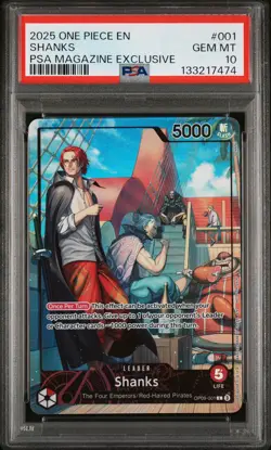 2025 ONE PIECE PROMOS PSA MAGAZINE EXCLUSIVE #001 SHANKS PSA 10 - Image 1