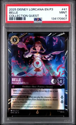 2025 DISNEY LORCANA EN P3-PROMO #41 BELLE - ACCOMPLISHED MYSTIC PSA 9 - Image 1