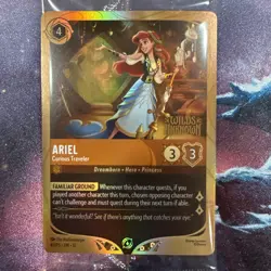 Disney Lorcana Wilds Unknown Ariel Curious Traveler Pre Release GOLD PROMO STAMP - Image 5