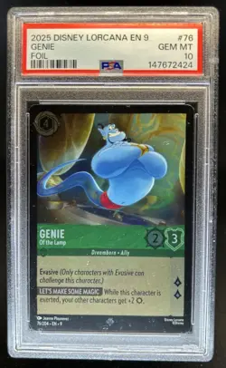 2025 Disney Lorcana Fabled Genie Of The Lamp Foil #76 PSA 10 GEM MINT - Image 1