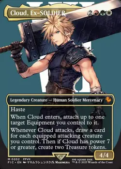 Magic MtG: *Borderless* Cloud, Ex-SOLDIER (Final Fantasy Commander), NM - Image 1