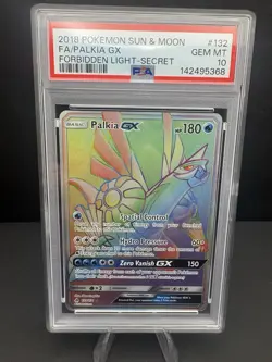 2018 POKEMON SUN & MOON FORBIDDEN LIGHT SECRET #132 FULL ART/PALKIA GX PSA 10 - Image 1