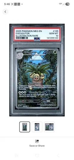 2025 POKEMON MEG EN EXEGGUTOR ILLUSTRATION RARE 135/132 PSA 10 GEM MINT - Image 1