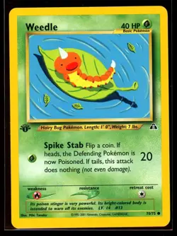 2001 Neo - Discovery Weedle #70 1st Edition Non Holo Pokemon Card - Image 1