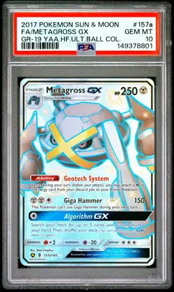 2017 POKEMON SUN & MOON GUARDIANS RISING #157A FULL ART/METAGROSS GX PSA 10 - Image 1