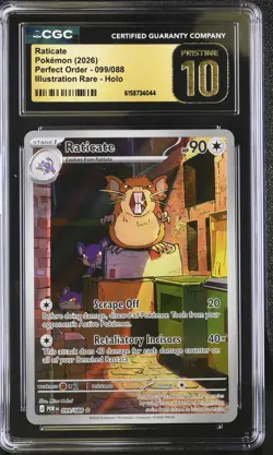 Pokemon Raticate 099/088 Illustration Rare Perfect Order - CGC 10 PRISTINE - Image 1