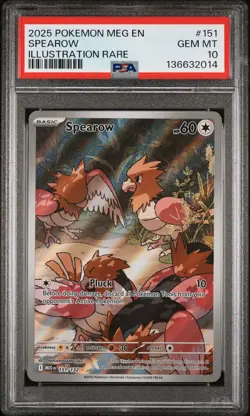 2025 POKEMON MEG EN-MEGA EVOLUTION ILLUSTRATION RARE #151 SPEAROW PSA 10 - Image 1