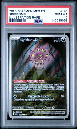 2025 POKEMON MEG EN-MEGA EVOLUTION ILLUSTRATION RARE #148 SPIRITOMB PSA 10 - Image 1
