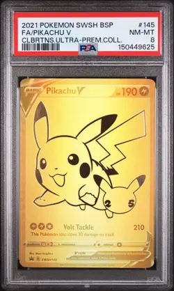 2021 POKEMON SWSH CELEBRATIONS ULTRA-PREMIUM COLLECTION FULL ART/PIKACHU V PSA 8 - Image 1