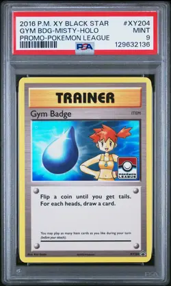 2016 POKEMON XY BLACK STAR PROMO POKEMON LEAGUE GYM BADGE-MISTY-HOLO PSA 9 - Image 1