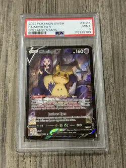 2022 POKEMON SWORD & SHIELD BRILLIANT STARS #TG16 FULL ART/MIMIKYU V PSA 9 - Image 1