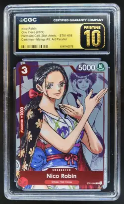 2022 ONE PIECE NICO ROBIN MANGA ALT ART ST01-008 CGC 10 PRISTINE E PT - Image 1