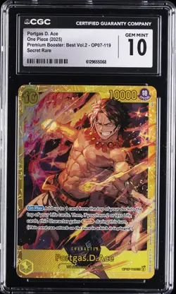 2025 ONE PIECE - PREMIUM BOOSTER: BEST VOL.2 PORTGAS D. ACE CGC 10 GEM MINT - Image 1
