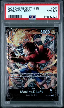 2024 ONE PIECE STARTER DECK ST14-3D2Y #001 MONKEY D. LUFFY PSA 10 - Image 1