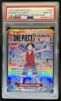 2026 One Piece X College Basketball Promo Monkey D Luffy #P-055 PSA 10 GEM MINT - Image 1