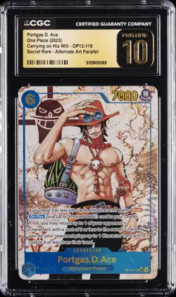 2025 ONE PIECE CARRYING ON HIS WILL #OP13-119 PORTGAS D. ACE CGC 10 PRISTINE - Image 1
