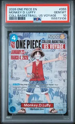 PSA 10 Monkey D. Luffy 2026 One Piece College Basketball US Voyage #P-055 Promo - Image 1
