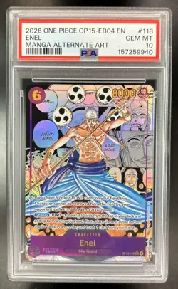 2026 One Piece Adventure on Kami's Island Enel Manga Art Alt #OP15-118 PSA 10 - Image 1