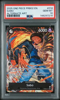 2025 ONE PIECE PRB02-PREMIUM BOOSTER -ONE PIECE CARD THE BEST- VOL.2 SABO PSA 10 - Image 1