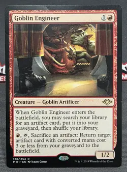 MTG Goblin Engineer- DAMAGED -Modern Horizons Magic the Gathering Card #128 - Image 1