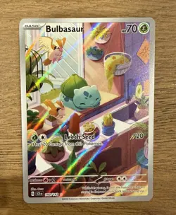Pokemon TCG Stellar Crown Illustration Rare Holo Bulbasaur Card 143/142 SV07 - Image 1