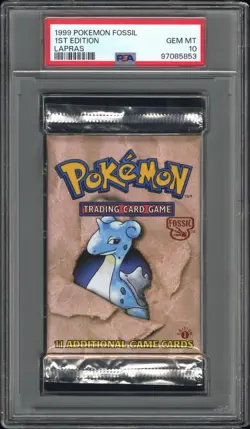1999 Pokemon 1st Edition Fossil Lapras PSA 10 Foil Booster Pack GEM MINT! - Image 1