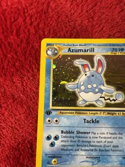 1st Edition Azumarill 2/111 Neo Genesis Holo Wotc Pokemon Card Played - Image 2