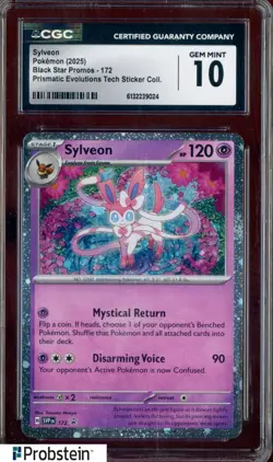 2025 Pokemon PRE EN Tech Sticker Coll. BSP #172 Sylveon CGC 10 GEM MINT - Image 1