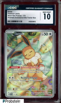 2025 Pokemon PRE EN ETB BSP #173 Eevee CGC 10 GEM MINT - Image 1