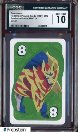 2021 Pokemon Japanese Playing Cards Pocket UNO Green Zamazenta CGC 10 GEM MINT - Image 1