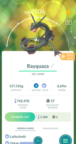 !!! Pokemon GO SHINY RAYQUAZA Trade ULTRA RARE Schillernd Legendar Tausch !!! - Image 1