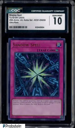 2024 Yu-Gi-Oh! 25th Anniversary Kaiba #KC01-EN059 Shadow Spell CGC 10 GEM MINT - Image 1