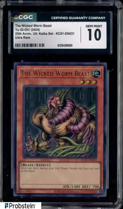 2024 Yu-Gi-Oh! 25th Anniversary Kaiba #KC01-EN031 The Wicked Worm Beast CGC 10 - Image 1