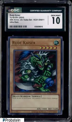 2024 Yu-Gi-Oh! 25th Anniversary Kaiba #KC01-EN011 Rude Kaiser CGC 10 GEM MINT - Image 1