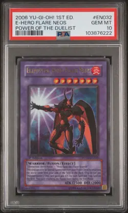 2006 YuGiOh ELEMENTAL HERO FLARE NEOS POTD-EN032 1ST ED PSA 10 POWER OF DUELIST - Image 1