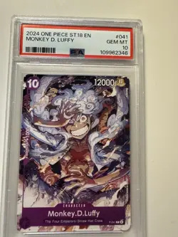Bandai 2024 One Piece Card Game ST18 Monkey D. Luffy P-041 EN Foil Promo PSA 10 - Image 1