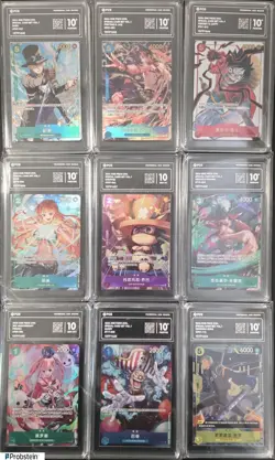 Lot (9) PCG Graded One Piece Chinese Special Card Set w/ Monkey D Luffy Perona - Image 1