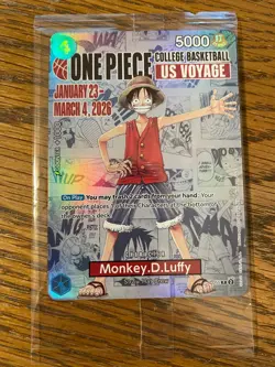 One Piece Monkey D. Luffy US College Basketball Promo Card P-055 - Image 1