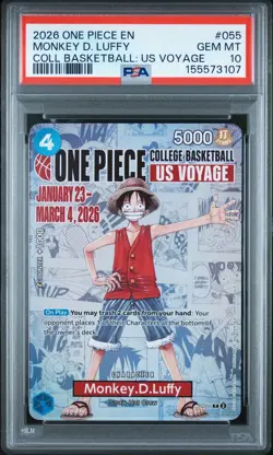 PSA 10 Monkey D. Luffy 2026 One Piece College Basketball US Voyage #P-055 Promo - Image 1