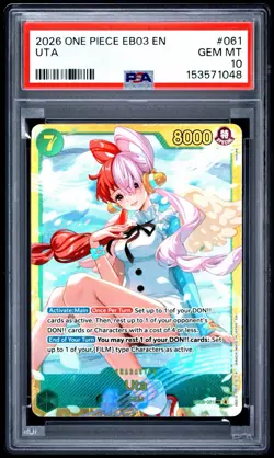 2026 ONE PIECE UTA EB03-EXTRA BOOSTER -ONE PIECE HEROINES EDITION- #061 PSA 10 - Image 1